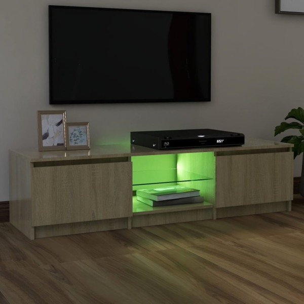 Armario TV con luces LED roble Sonoma 140x40x35,5 cm