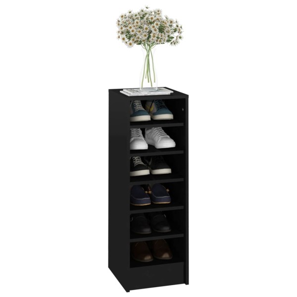 Mueble zapatero madera contrachapada negro brillo 31,5x35x90 cm