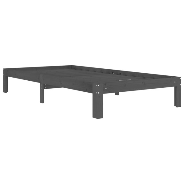 Estructura de cama madera maciza de pino gris 100x200 cm