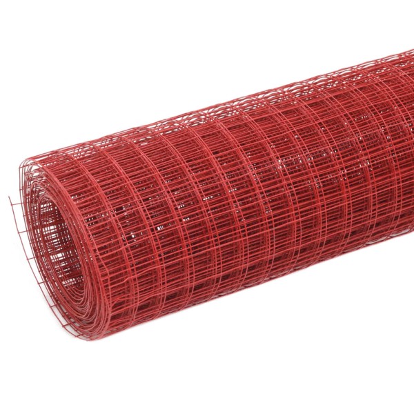 Alambrada de gallinero acero revestimiento PVC rojo 25x1 m