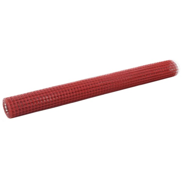 Alambrada de gallinero acero revestimiento PVC rojo 10x1,5 m