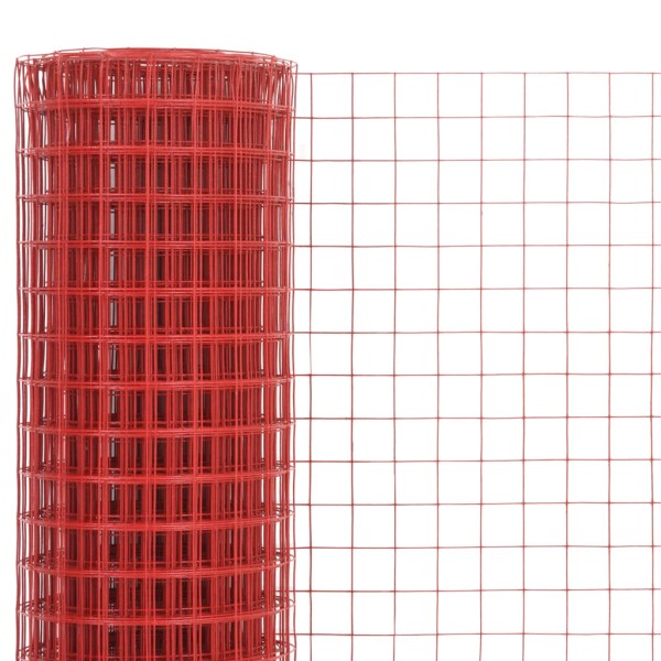 Alambrada de gallinero acero revestimiento PVC rojo 10x1,5 m