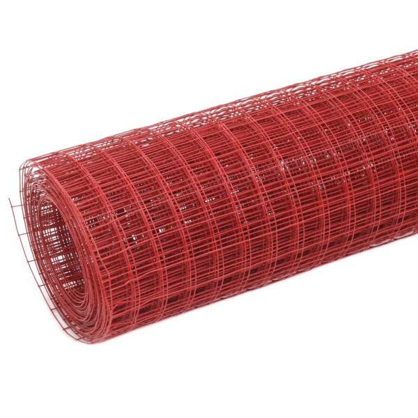 Alambrada de gallinero acero revestimiento PVC rojo 25x1,5 m