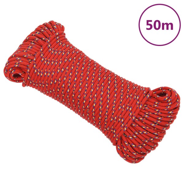 Cuerda de barco polipropileno rojo 5 mm 50 m