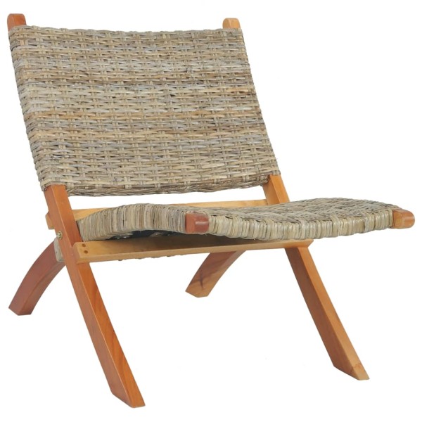 Silla de ratán kubu natural y madera maciza de caoba