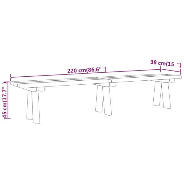 Banco de jardín madera maciza de pino impregnada 220 cm