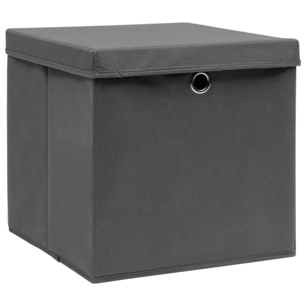 Cajas de almacenaje con tapas 4 uds gris 28x28x28 cm