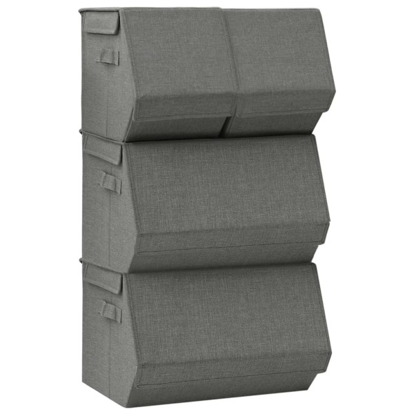 Set de cajas de almacenaje apilables 3 uds tela gris antracita