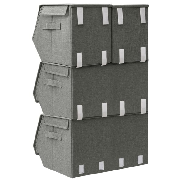 Set de cajas de almacenaje apilables 3 uds tela gris antracita