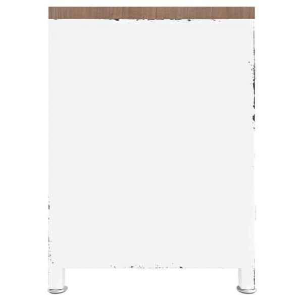 Mueble de TV hierro y madera maciza de abeto blanco 110x30x40cm