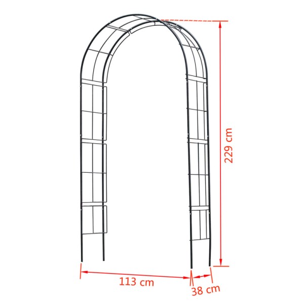 Nature Arco para jardín de metal negro 229x38x113 cm