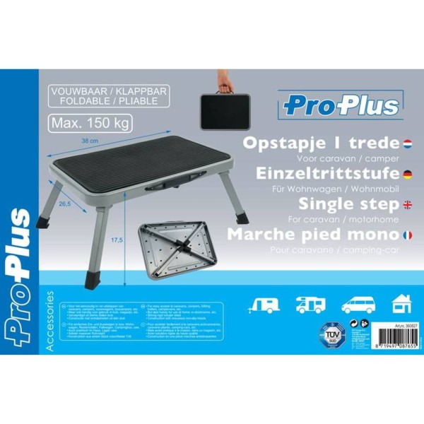 ProPlus Taburete plegable de un escalón de metal 150 kg