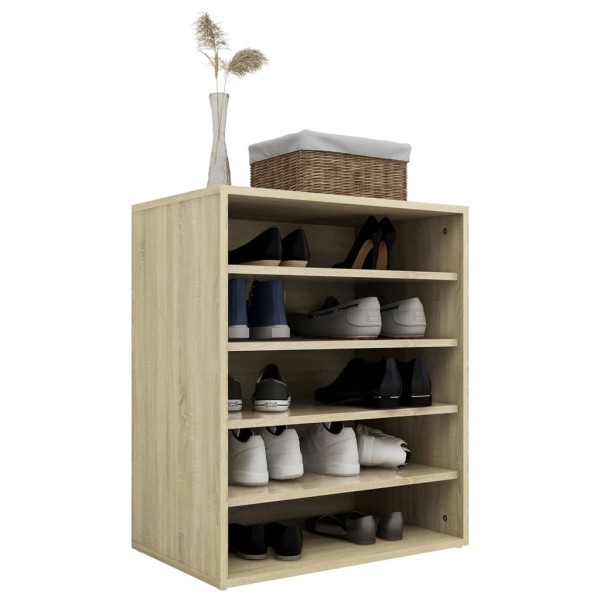 Mueble zapatero de madera contrachapada color roble 60x35x70 cm