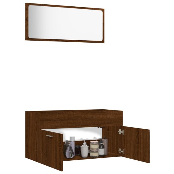 Set de muebles baño 2 pzas madera contrachapada marrón roble