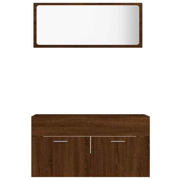 Set de muebles baño 2 pzas madera contrachapada marrón roble