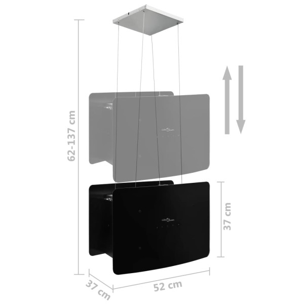 Campana extractora colgante táctil LCD vidrio templado