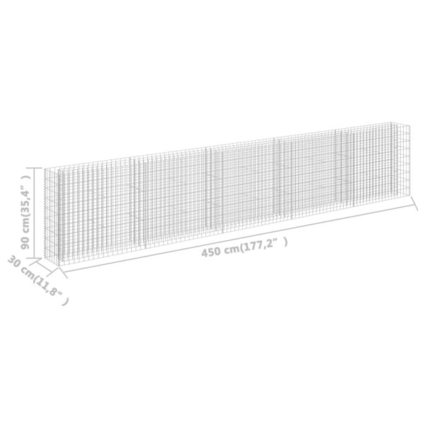 Arriate de gaviones de acero galvanizado 450x30x90 cm