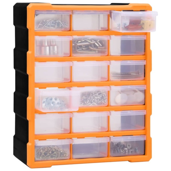 Organizador multicajones con 18 cajones intermedios 38x16x47 cm