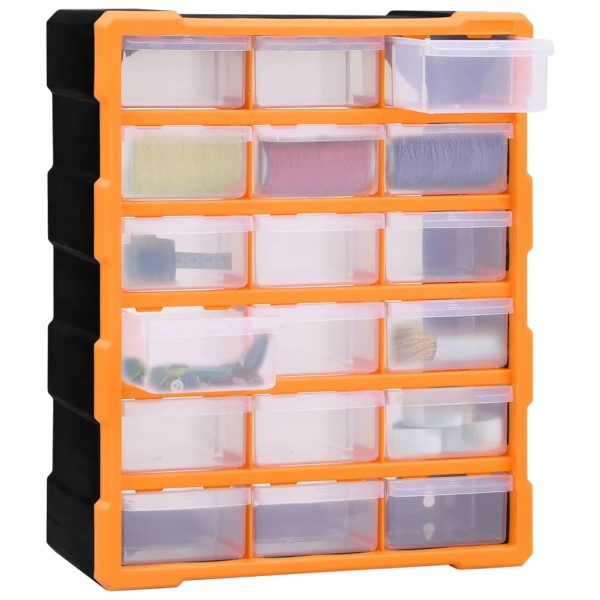 Organizador multicajones con 18 cajones intermedios 38x16x47 cm