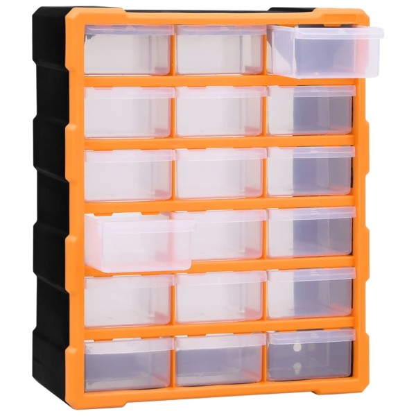 Organizador multicajones con 18 cajones intermedios 38x16x47 cm