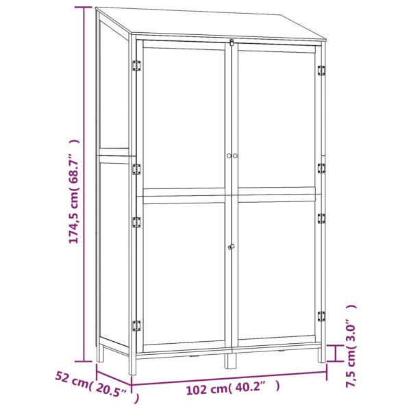 Cobertizo de jardín madera maciza abeto blanco 102x52x174,5cm