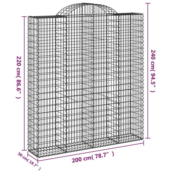 Cesta gaviones forma arco hierro galvanizado 200x50x220/240 cm