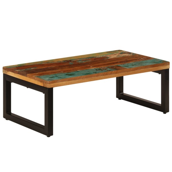 Mesa de centro de madera maciza reciclada y acero 100x50x35 cm