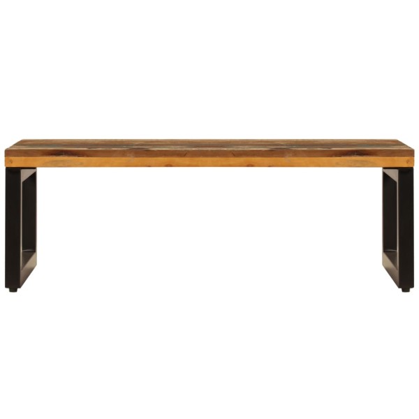 Mesa de centro de madera maciza reciclada y acero 100x50x35 cm