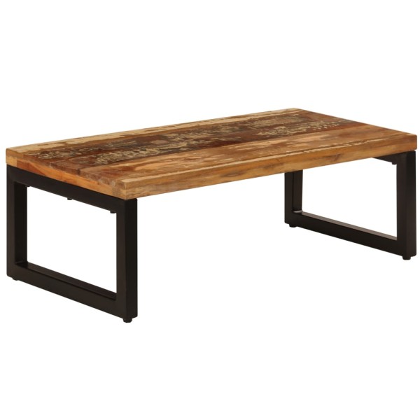 Mesa de centro de madera maciza reciclada y acero 100x50x35 cm