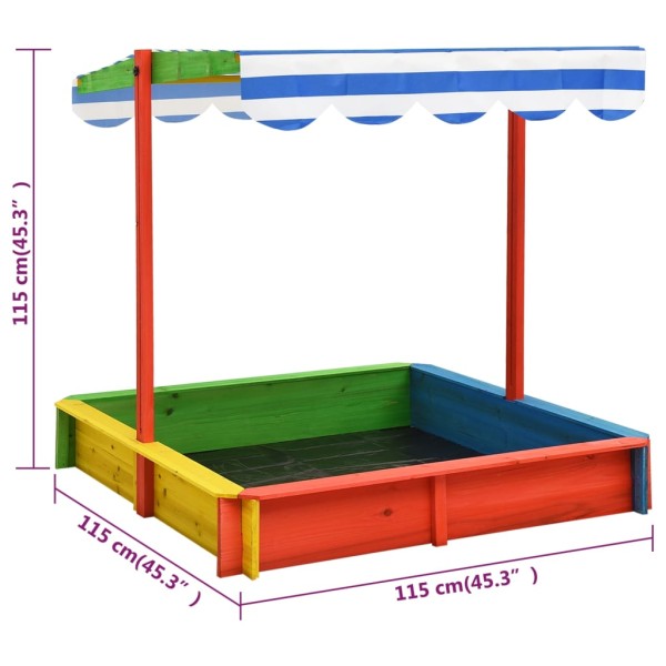 Arenero infantil tejado ajustable madera abeto multicolor UV50