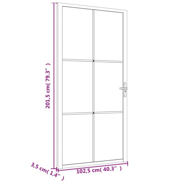 Puerta interior vidrio EGS y aluminio blanco 102,5x201,5 cm