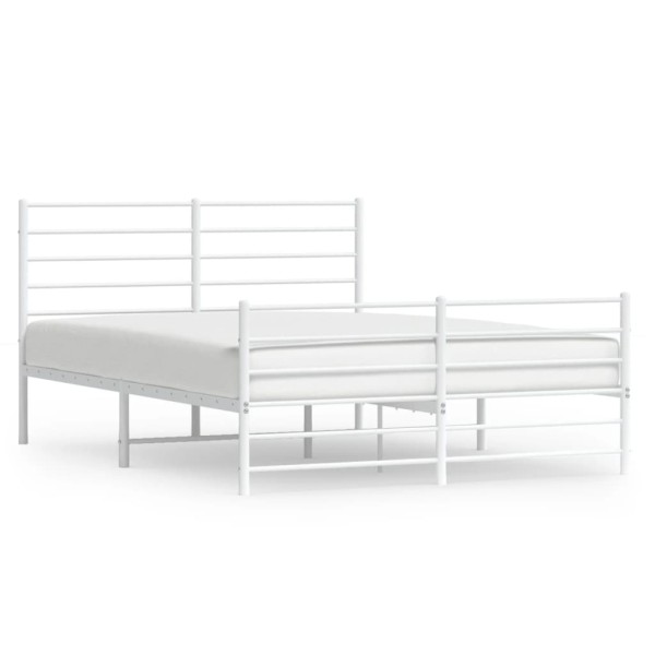 Estructura cama metal con cabecero y estribo blanco 150x200 cm