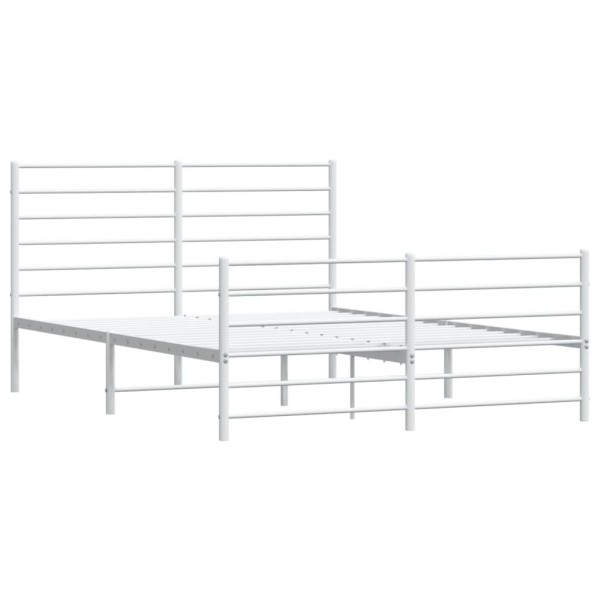 Estructura cama metal con cabecero y estribo blanco 150x200 cm