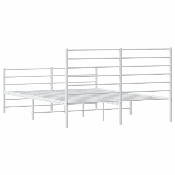 Estructura cama metal con cabecero y estribo blanco 150x200 cm