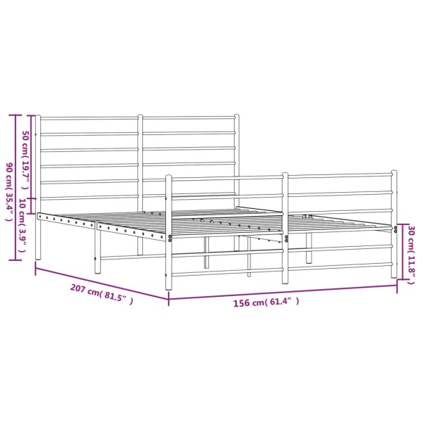 Estructura cama metal con cabecero y estribo blanco 150x200 cm