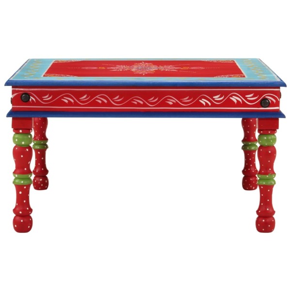 Mesa de centro madera maciza de mango rojo pintada a mano