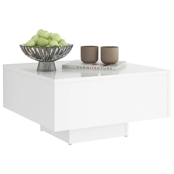 Mesa de centro madera contrachapada blanco 60x60x31,5 cm