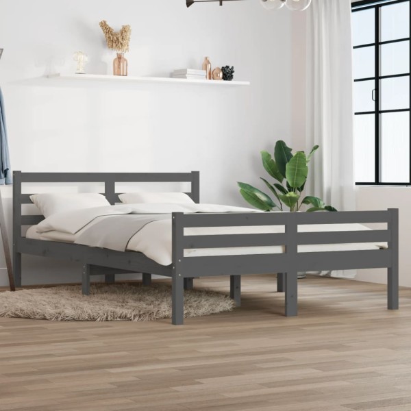 Estructura de cama madera maciza gris 120x200 cm