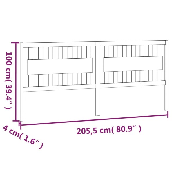 Cabecero de cama madera maciza de pino marrón miel 205x4x100 cm