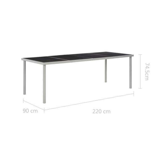 Mesa de jardín de jardín de acero negra 220x90x74,5 cm