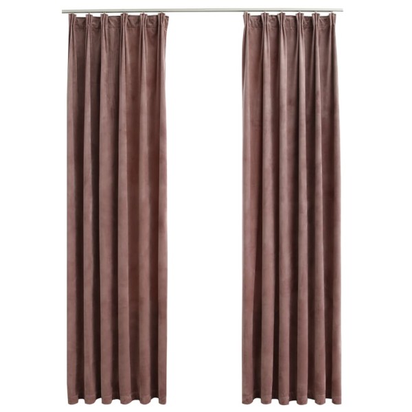 Cortinas opacas ganchos 2 pzas terciopelo rosa viejo 140x175 cm