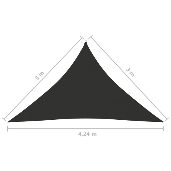 Toldo de vela triangular tela Oxford gris antracita 3x3x4,24 m