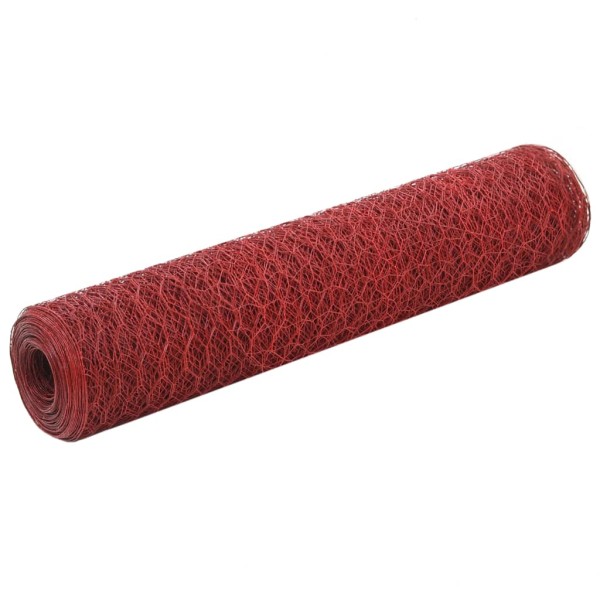 Alambrada de gallinero acero revestimiento PVC rojo 25x0,75 m