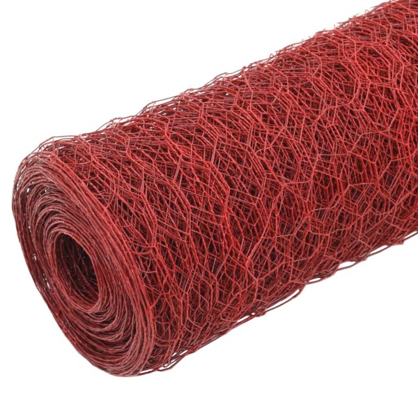 Alambrada de gallinero acero revestimiento PVC rojo 25x0,75 m