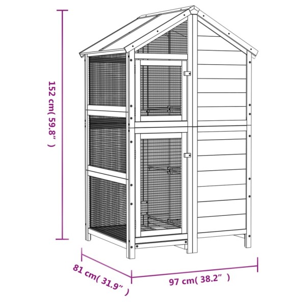 Casita para pájaros madera maciza pino color moca 97x81x152 cm