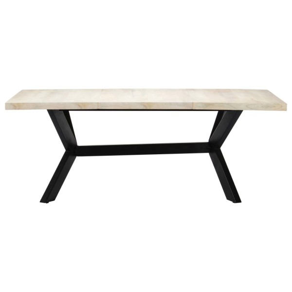 Mesa de comedor madera maciza de mango blanco 200x100x75 cm