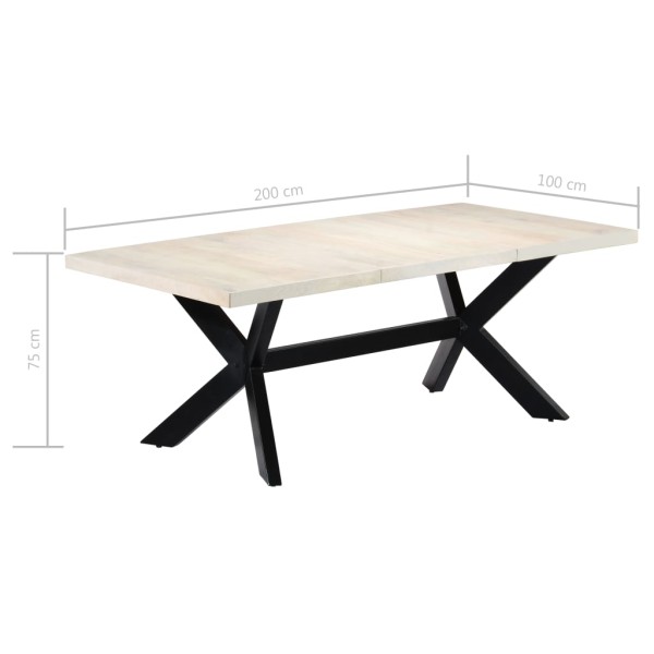 Mesa de comedor madera maciza de mango blanco 200x100x75 cm