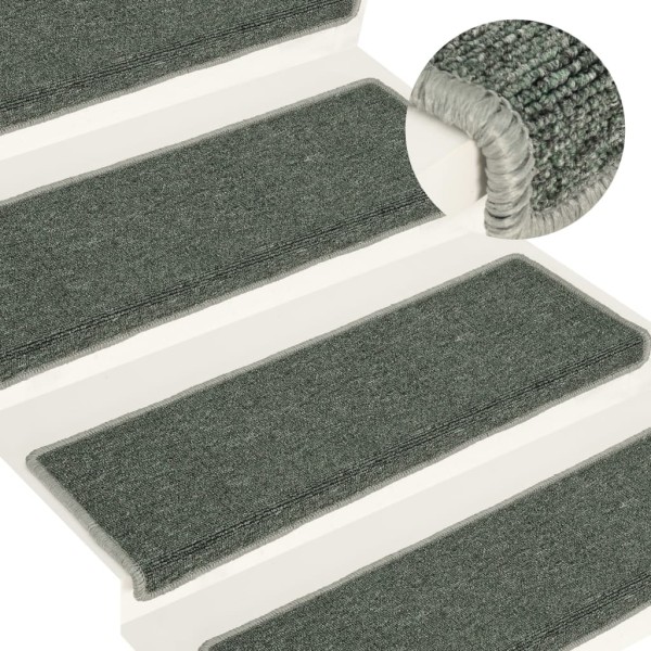 Alfombras de peldaños de escalera 15 uds verde 65x21x4 cm