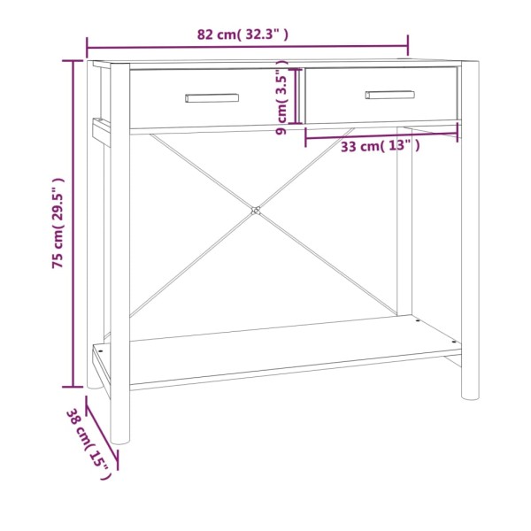 Mesa consola de madera contrachapada 82x38x75 cm