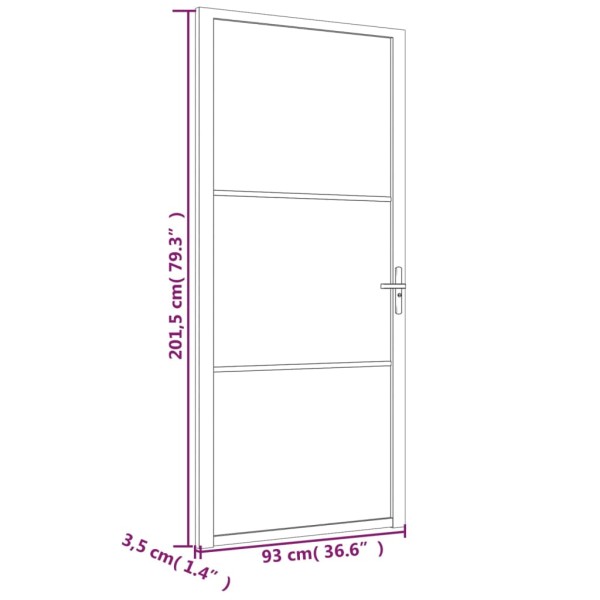 Puerta interior vidrio EGS y aluminio blanco 93x201,5 cm